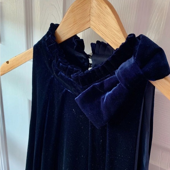 Ted Baker Cornella pleated velvet midi dress Blue- UK Sz 2 - US size  6-8 - Picture 3 of 6